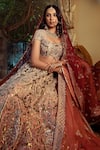 Buy_SHASHANK ARYA_Gold Tissue Applique Velvet Floral And Mandala Square Neck Bridal Lehenga Set _Online_at_Aza_Fashions