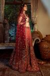 Buy_SHASHANK ARYA_Orange Velvet Embroidery Jamewar Paan Neck Artwork Bridal Lehenga Set _Online_at_Aza_Fashions