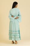 Shop_Label Reyya_Sky Blue Cotton Embroidered Thread V-neck Galaxy Gown _at_Aza_Fashions