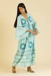 Buy_Label Reyya_Sky Blue Cotton Embroidered Thread V-neck Galaxy Gown _Online_at_Aza_Fashions