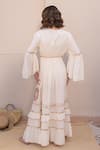 Shop_Label Reyya_Off White Cotton Embroidered Thread V-neck Galaxy Tiered Gown _at_Aza_Fashions