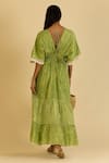 Shop_Label Reyya_Green Cotton Lurex Embellished Sequins V-neck Stripe Pattern Kaftan _at_Aza_Fashions