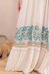 Shop_Label Reyya_White Cotton Rayon Embellished Sequins V-neck Threadwork Yoke Striped Kaftan _Online_at_Aza_Fashions