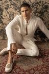 Shop_Jigar & Nikita_Ivory Shirt Silk Georgette Embroidery Thread And Pant Set _at_Aza_Fashions