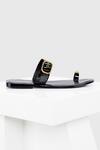 Buy_Oroh_Black Metal Buckle Strap Toe Ring Flats _Online_at_Aza_Fashions