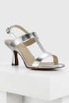 Buy_OROH_Silver Solid Verona Cutout Strap Spool Heels _at_Aza_Fashions