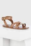 Buy_OROH_Brown Solid Roma Cross And Multi Strapped Flats _at_Aza_Fashions