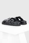 Shop Oroh Black Studs Novara Studded Strap Footbed Sandals at Aza Fashions Shop_Oroh_Black Studs Novara Studded Strap Footbed Sandals _at_Aza_Fashions