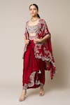 Nupur Kanoi_Red Cape Georgette Hand Embroidered Mirror Round Skirt Set  _Online_at_Aza_Fashions