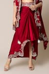 Buy_Nupur Kanoi_Red Cape Georgette Hand Embroidered Mirror Round Skirt Set  _Online_at_Aza_Fashions