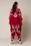 Shop_Nupur Kanoi_Red Cape Georgette Hand Embroidered Mirror V Neck With Jumpsuit  _at_Aza_Fashions