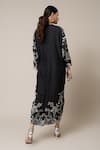 Shop_Nupur Kanoi_Black Silk Hand Embroidered Mirror V Neck Kaftan  _at_Aza_Fashions