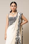 Buy_Nupur Kanoi_Off White Saree Silk Hand Border Pre-draped Slit With Corset _Online_at_Aza_Fashions