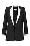 deWAR_Black Cotton 60% Nylon 40% Plain Lapel Collar Zito Contrast Jacket _Online_at_Aza_Fashions