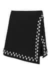 deWAR_Black Plain Cotton 60% Placement Hand Embroidery Crystals Anna Skirt _Online_at_Aza_Fashions