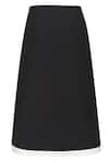 Shop_deWAR_Black Cotton 60% Plain Anna Contrast Panel Skirt _Online_at_Aza_Fashions