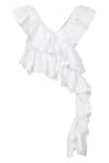 Buy_deWAR_White Viscose Rayon 67% Ruffled V Neck Flimsy Top _Online_at_Aza_Fashions