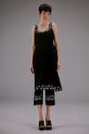 Buy_deWAR_Black Crepe Embellished Eyelet Tara Pant _at_Aza_Fashions