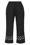 deWAR_Black Crepe Embellished Eyelet Tara Pant _Online_at_Aza_Fashions