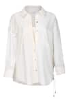 deWAR_White Chiffon Textured Shirt Collar Odeon Patchwork _Online_at_Aza_Fashions