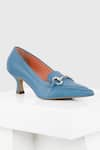 Buy_OROH_Blue Buckle Embellished Sara Pointed Toe Pump Heels _at_Aza_Fashions