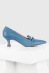 Buy_OROH_Blue Buckle Embellished Sara Pointed Toe Pump Heels _Online_at_Aza_Fashions