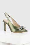 Buy_OROH_Green Bow Embellished Jade Pump Heels_at_Aza_Fashions