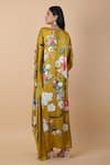 Shop_Anamika Khanna_Multi Color Silk V-neck Botanic Print Kaftan_at_Aza_Fashions