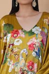 Shop_Anamika Khanna_Multi Color Silk V-neck Botanic Print Kaftan_Online_at_Aza_Fashions