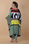 Shop_Anamika Khanna_Multi Color Silk V-neck Printed Knotted Kaftan And Pant Set_at_Aza_Fashions