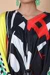 Shop_Anamika Khanna_Multi Color Silk V-neck Printed Knotted Kaftan And Pant Set_Online_at_Aza_Fashions