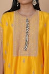 Shop_Anamika Khanna_Yellow Embroidered Floral Round Kaftan And Draped Skirt Set _Online_at_Aza_Fashions