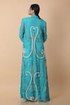 Shop_Anamika Khanna_Blue Embroidered Fleur Blouse U Neck Long Coat And Draped Skirt Set _at_Aza_Fashions
