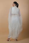 Shop_Anamika Khanna_Off White Embroidered Floral Round Border Cape Skirt Set _at_Aza_Fashions