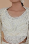 Anamika Khanna_Off White Embroidered Floral Round Border Cape Skirt Set _at_Aza_Fashions