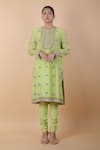 Anamika Khanna_Green Embroidered Dori Round Kurta Churidar Set _Online_at_Aza_Fashions