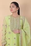 Anamika Khanna_Green Embroidered Dori Round Kurta Churidar Set _at_Aza_Fashions