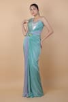 Shop_Amit Aggarwal_Green Applique Embroidered One Shoulder Maxi Dress _Online_at_Aza_Fashions