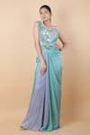 Amit Aggarwal_Green Applique Embroidered One Shoulder Maxi Dress _at_Aza_Fashions