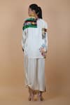 Shop_Anamika Khanna_White Silk Collared Abstract Print Shirt And Skirt Set_at_Aza_Fashions
