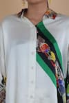 Shop_Anamika Khanna_White Silk Collared Abstract Print Shirt And Skirt Set_Online_at_Aza_Fashions