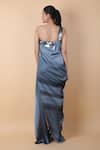 Shop_Amit Aggarwal_Blue Printed Tie-dye One Shoulder Dress _at_Aza_Fashions