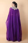 Shop_Anamika Khanna_Purple Embroidered Floral Round Border Cape Skirt Set _at_Aza_Fashions