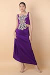 Anamika Khanna_Purple Embroidered Floral Round Border Cape Skirt Set _Online_at_Aza_Fashions