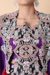Anamika Khanna_Purple Embroidered Floral Round Border Cape Skirt Set _at_Aza_Fashions