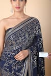Nakul Sen_Blue Embellished Sequins Saree With Unstitched Blouse Piece _at_Aza_Fashions