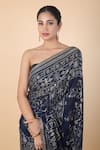 Buy_Nakul Sen_Blue Embellished Sequins Saree With Unstitched Blouse Piece 