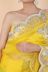 Anamika Khanna_Yellow Organza Embroidery Floral Flower Vine Saree With Unstitched Blouse Piece _at_Aza_Fashions