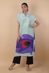 Buy_Payal Khandwala_Blue Self Design V Neck Abstract Pattern Tunic _Online_at_Aza_Fashions