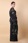 Anamika Khanna_Black Embroidered Floral Saree With Unstitched Blouse Piece _Online_at_Aza_Fashions